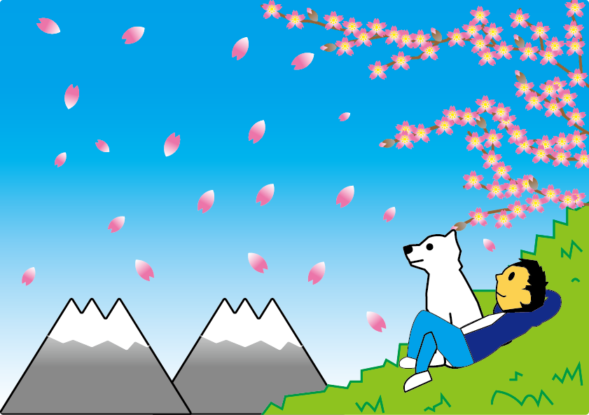 いぬとお花見